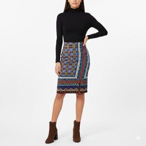 Maeve Anthropologie Midi Pencil Skirt Multi-Color Geometric Boho Size S Like New